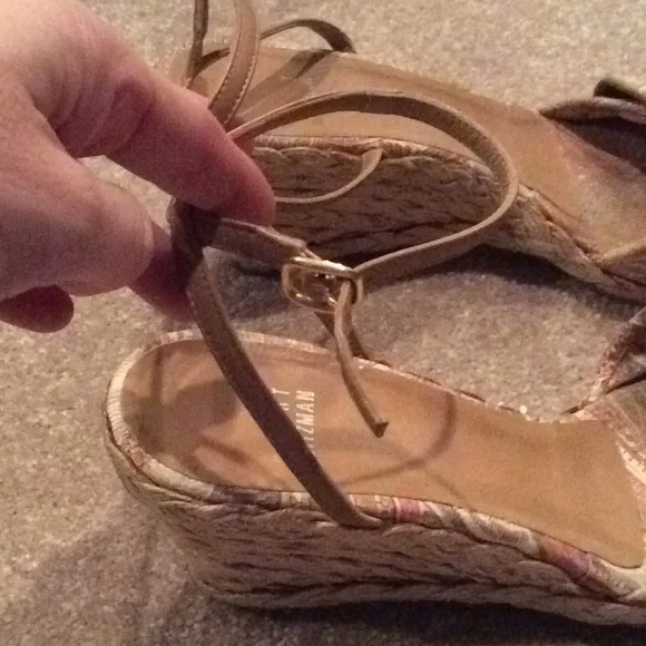 Stuart Weitzman Floral fabric wedge espadrilles Summer shoes, 8.5 - Picture 4 of 8